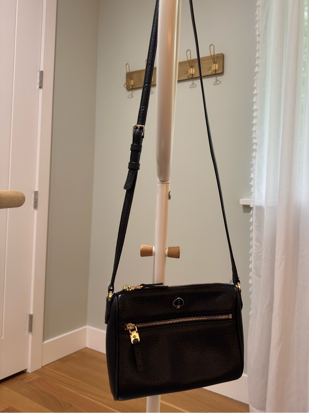 kate spade Black Pebbled Leather Gold-Accent Crossbody Bag - Picture 3 of 14
